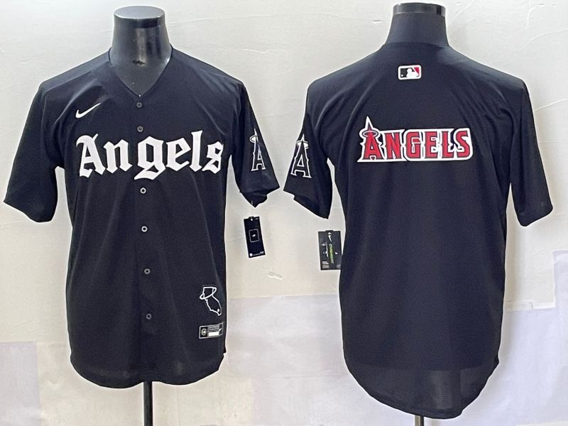 Men 2025 Los Angeles Angels Blank Black Five generations Joint Name Nike MLB Jersey style 9->los angeles angels->MLB Jersey